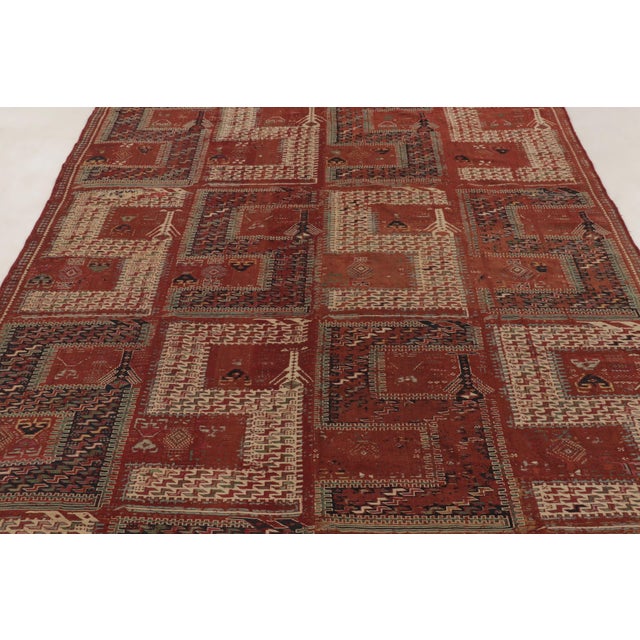 18th Century Antique Caucasian Soumak Rug With Tribal Motifs in Red Earthy Hues - Rug & Kilim For Sale - Image 5 of 10