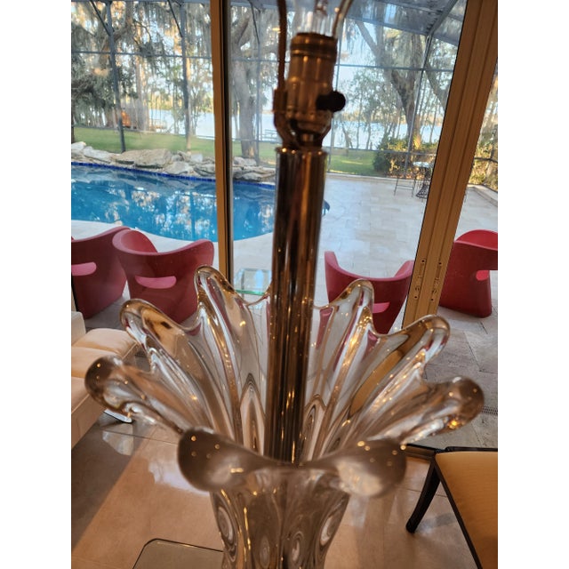 Large 1960s Mid-Century Modern Hand-Blown Murano Style Glass Sculptured Lamp For Sale - Image 11 of 13