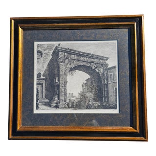 Luigi Rossini (1790–1857) 1821 Roman Antiquities Etching – Arch of Gallienus – Framed For Sale