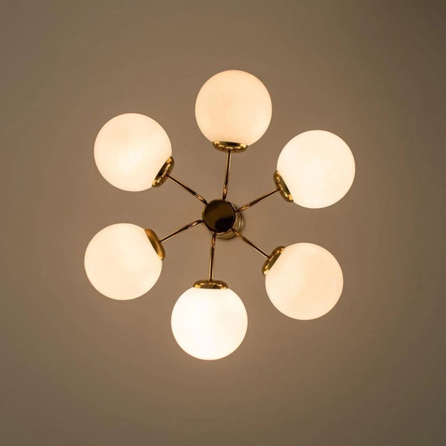 Gold Brass Round Hanging Light from Limburg, 1970s For Sale - Image 8 of 9