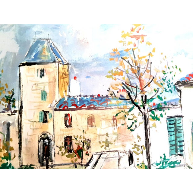 Inspired Village of Montmartre - Pochoir 1950 For Sale - Image 3 of 6
