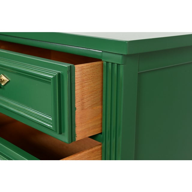Wood Thomasville French Regency Louis XVI Green Lacquered Dresser or Credenza, Newly Refinished For Sale - Image 7 of 13