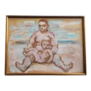Impasto Expressionist Father and Child Figurative Art Painting For Sale