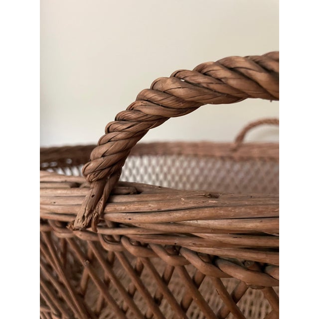Wood Large Basket with Cross-Braced Edges, 1890s For Sale - Image 7 of 8