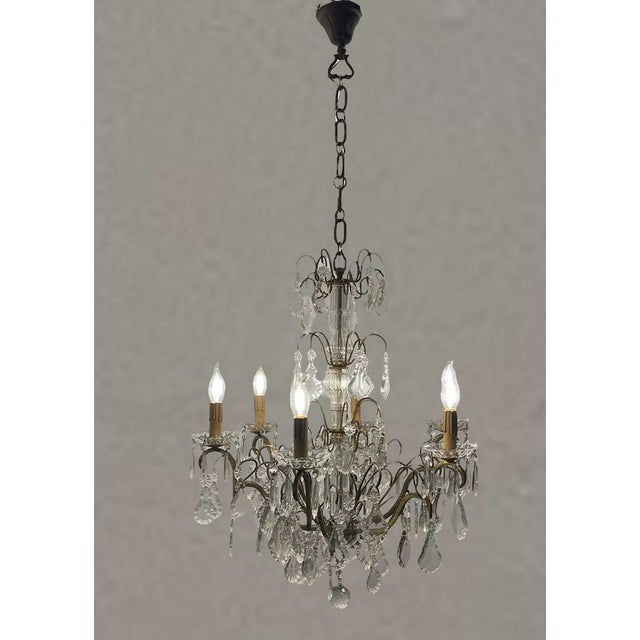 1950s Vintage Crystal Chandelier, 1950s For Sale - Image 5 of 14