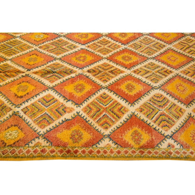 Mid-20th Century Vintage Orange Moroccan Tribal Wool Rug For Sale - Image 11 of 13