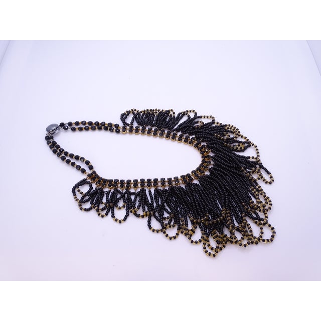 20th Century Art Deco Gold-Plated Collar in Azabache and Crystals, 1930s For Sale - Image 14 of 17
