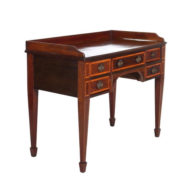 Antique English George III Mahogany & Satinwood Banded & Inlaid Desk C1830 For Sale - Image 10 of 12
