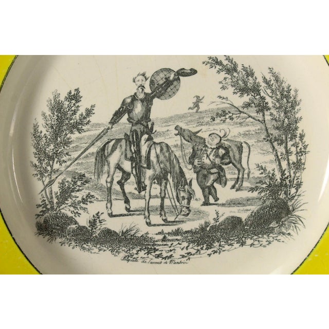 Mid 19th Century Mid. 19th C. Pair Creil Montreau Faience Creamware Plates - Don Quixote Scenes, France For Sale - Image 5 of 18