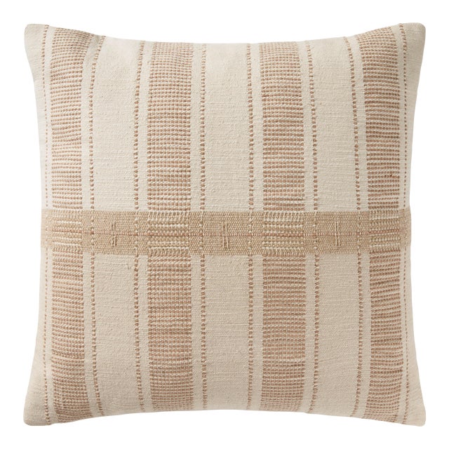 Amber Lewis x Loloi Carmel Cream / Multi 22" x 22" Cover Only Pillow For Sale