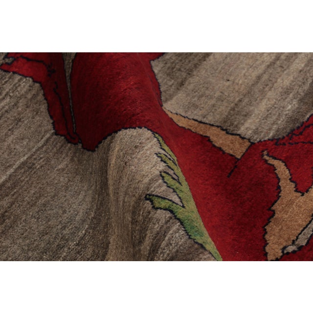 Vintage Twin Horse Pictorial Gabbeh Rug by Rug & Kilim, Afghanistan, 1950-1959 For Sale In New York - Image 6 of 9