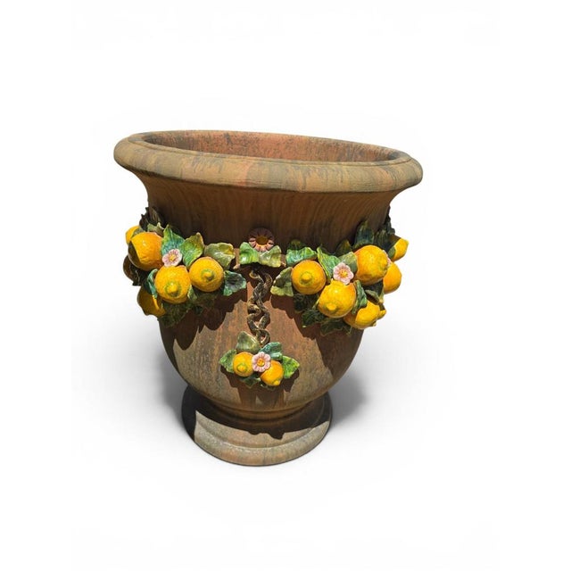 Italian Glazed Terracotta Garden Urns, 1950s, Set of 2 For Sale - Image 12 of 13