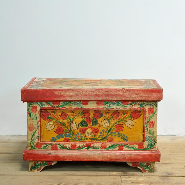 Small Folk Art Chest, 1930s For Sale - Image 3 of 11
