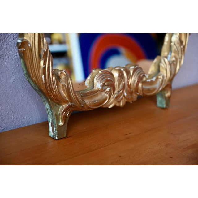 Gold Baroque Gilt Table Mirror in Carved and Stuccoed Wood, 1950s For Sale - Image 8 of 9