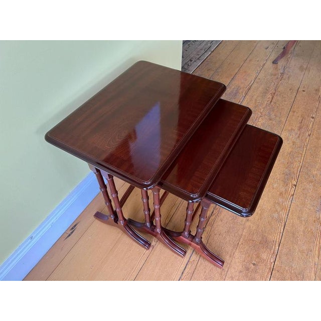 Mahogany Cross-Branded Nesting Tables, 1890s, Set of 3 For Sale - Image 3 of 5