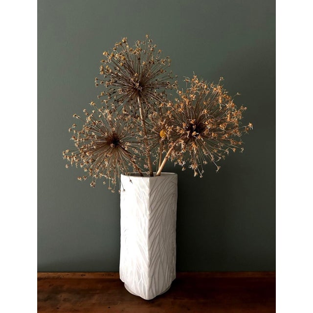 Vintage Naaman White Porcelain Triangular Modern Vase For Sale - Image 11 of 12