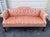 Vintage Mid 20th Century Hickory Chair Chippendale Settee With Peach Silk Damask Upholstery For Sale - Image 11 of 12