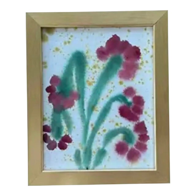 2025 Original Melvin G Fiori Watercolor Flower Painting (Original Series Sold Out) in Custom Frame For Sale