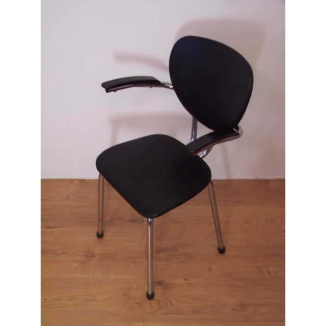 Mid-Century Modern Chrome and Black Leathette Office Chair, 1950s For Sale - Image 3 of 8