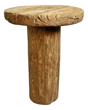 Rustic Log Vintage Round Side Table
