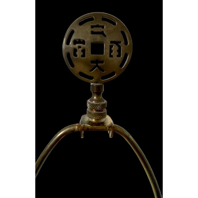 White Vintage Green Pink Lotus Blossom Chinoiserie Lilly Pad Lamp Asian Finial For Sale - Image 8 of 9