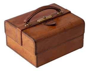 Antique Victorian Leather and Brass Jewellery Case, 1900