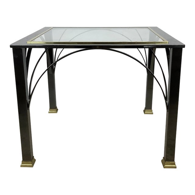 Regency Modern Dark Chrome and Glass End Table- Design Institute of America For Sale