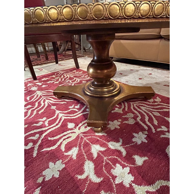 Gold Vintage Reverse Painting on Glass Round Coffee Table For Sale - Image 8 of 13