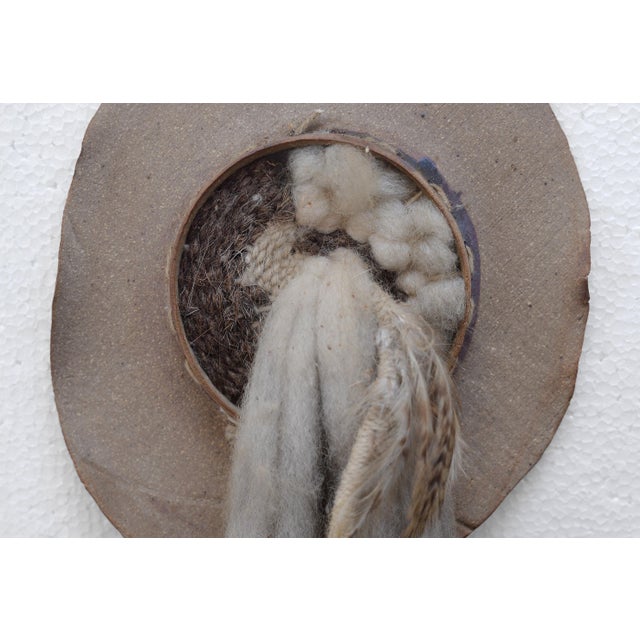 1970s Vintage Handmade Boho Ceramic & Textile Wall Sculpture For Sale - Image 5 of 9