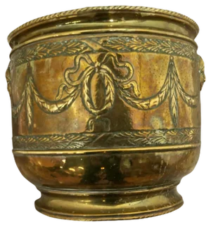 Large 19th Century Brass Jardinière with Faces, 1880s