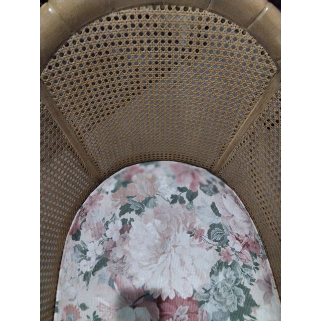 Wood 4 Vintage Cane Chairs on Coasters For Sale - Image 7 of 8