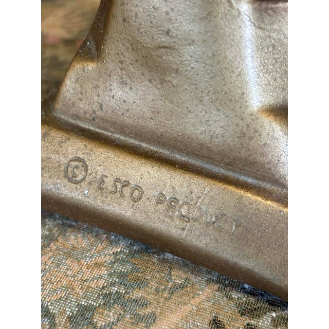 Vintage Esco Chalkware Boy and Girl Bookends or Busts, Gold For Sale In Saint Louis - Image 6 of 9