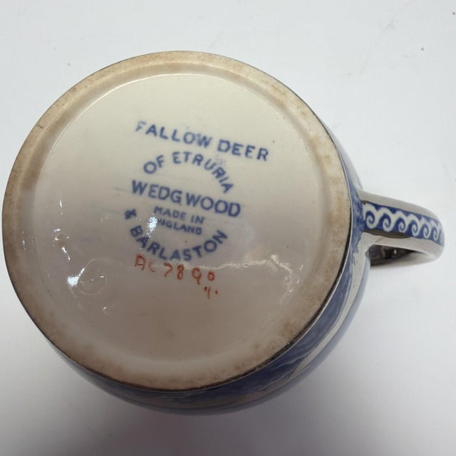 1960s Vintage Wedgwood Platinum & Blue Fallow Deer Cream Pitcher For Sale - Image 5 of 5