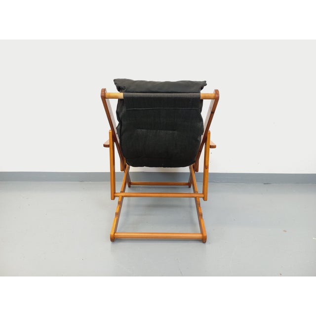 Vintage Adjustable Folding Chaise Lounge in Pine and Faux Leather, 1960s For Sale - Image 10 of 17