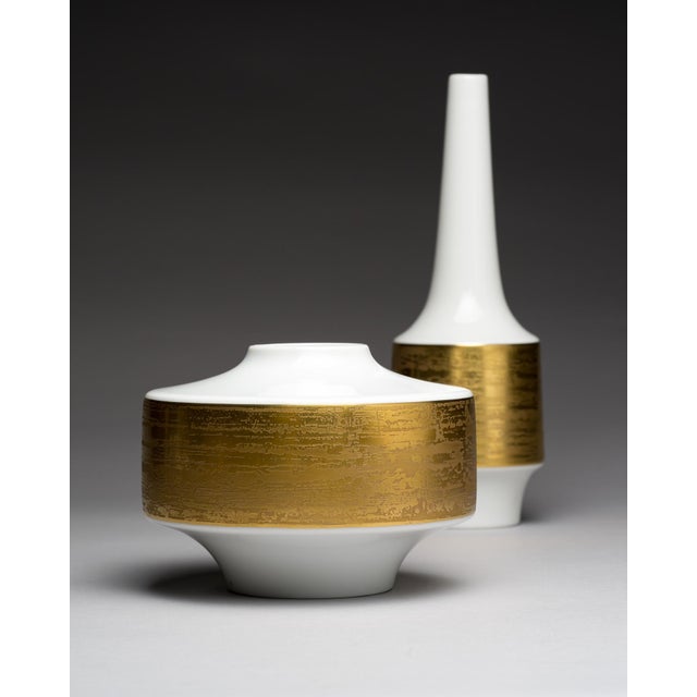 Gold White and Gilt Porcelain Vases by Heinrich Selb, Germany, 1960s, Set of 2 For Sale - Image 8 of 18