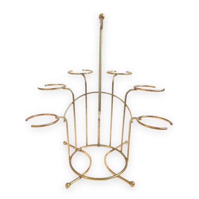 Morphew Abode 1960s Culvar 22k Gold Hollywood Regency Wine Glasses & Decanter 7 Piece Set With Carrier For Sale - Image 9 of 11