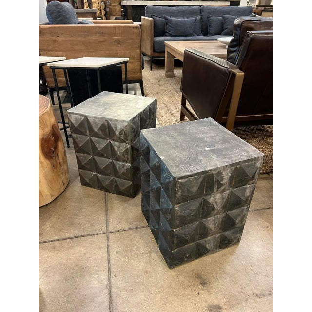 Metal Aged Bronze Prism Side Table For Sale - Image 7 of 7