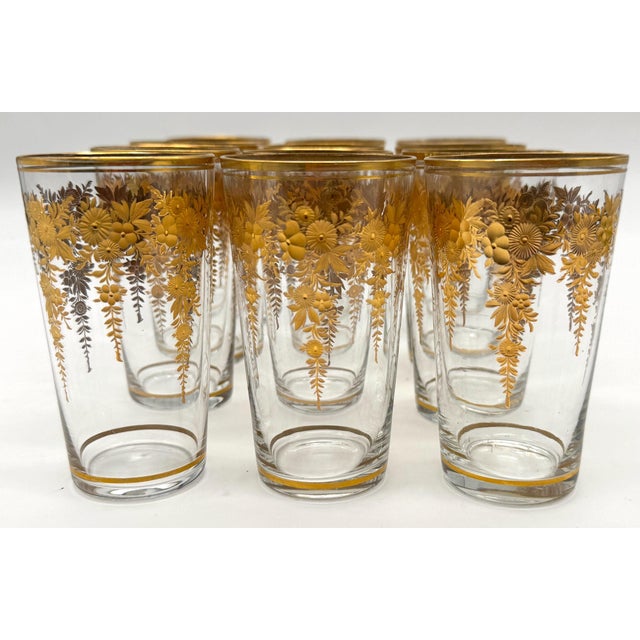 12 Belle Époque Gilt Floral Crystal Tumblers, Suitable for Champagne / Wine For Sale - Image 4 of 18
