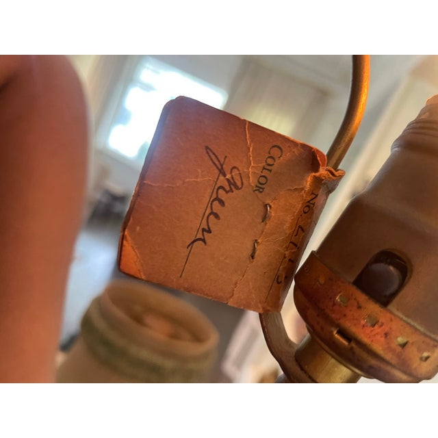 Teal Set of 2 Vintage Chinoiserie Figural Lamps by Walter Wilson "The Queen & the Groom" For Sale - Image 8 of 10