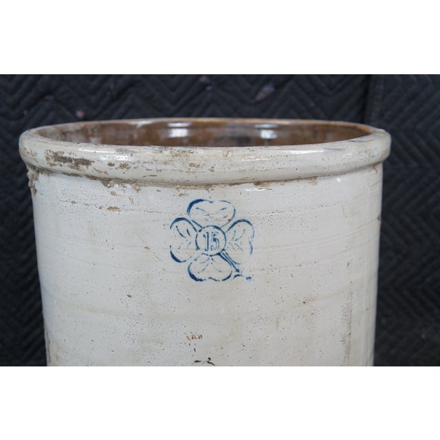 Late 19th Century Antique Alabama Miller Pottery 15 Gallon Salt Glaze Stoneware Crock Butter Churn For Sale - Image 5 of 11
