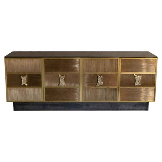 Metal Wires Brass Credenza with Fumé Glass Top by Flair Firenze, 2000 For Sale - Image 7 of 7