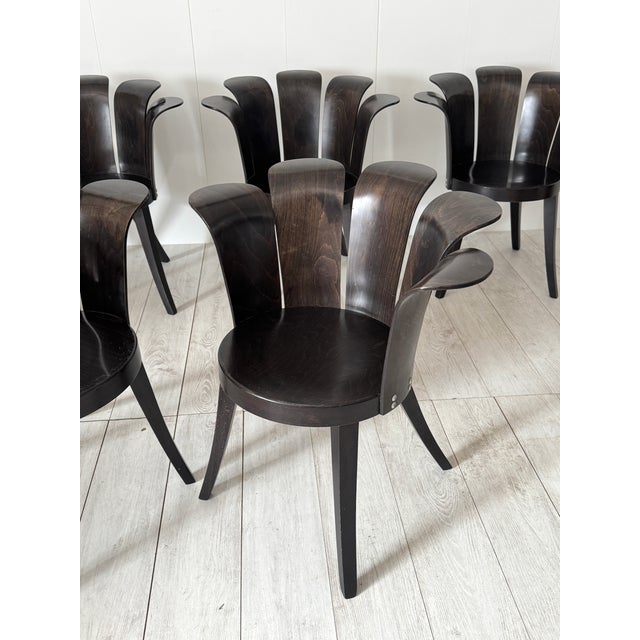 Wood Fiore Chairs by Miro Harold, 1980s, Set of 6 For Sale - Image 7 of 18