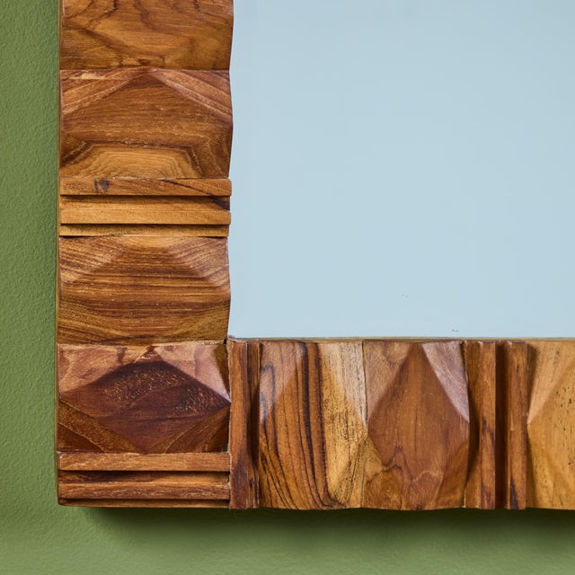 Walnut Brutalist Wall Mirror For Sale - Image 12 of 12