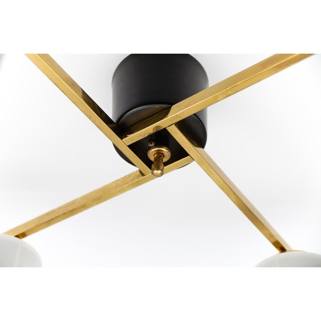 Mid-Century Modern Four-Armed Brass and Glass Lamp, 1950s For Sale - Image 11 of 13