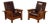 Stickley Mission Collection Pair Of Oak & Leather Bow Arm Morris Chairs For Sale