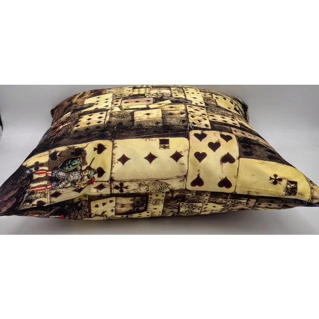 Mid 20th Century Fornasetti Style House of Cards Silk Down Throw Pillow For Sale - Image 5 of 8