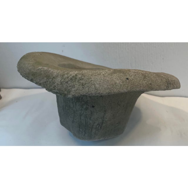 Vintage Aged Concrete Hat Garden Ornament or Planter For Sale - Image 4 of 7