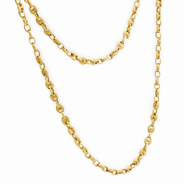 Contemporary Vintage 18k Yellow Gold Mariner Link Chain For Sale - Image 3 of 7