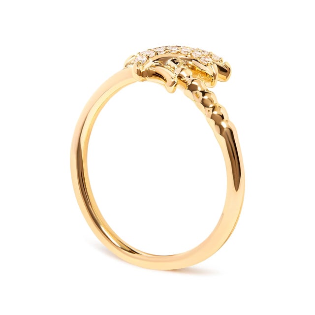 Haus of Brilliance 10K Yellow Gold 1/10 Cttw Diamond Palm Tree Statement Ring (H-I Color, I1-I2 Clarity) - Ring Size 6 For Sale - Image 4 of 7