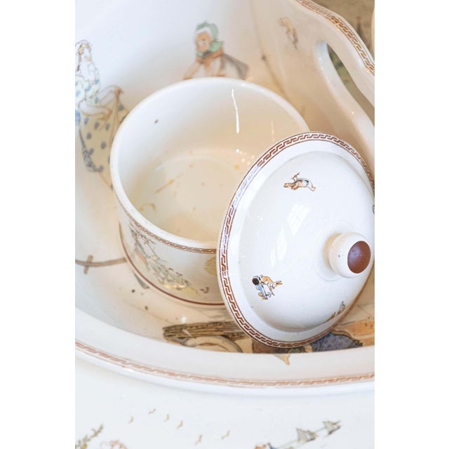 French Sarreguemines Late 19th Century Miniature Sink with Pastoral Scenes For Sale - Image 9 of 11